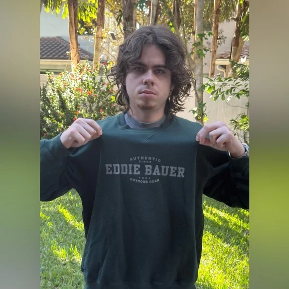 Eddie Bauer Men's Dark Green Crewneck Sweater Large - Picture 3 of 5